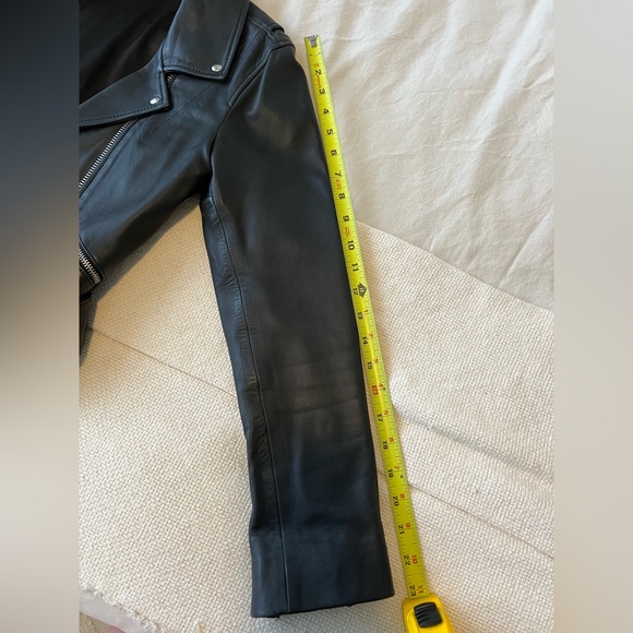 Black Genuine Leather Biker Jacket w/ Silver Hardware- Size X-Small - Picture 9 of 12